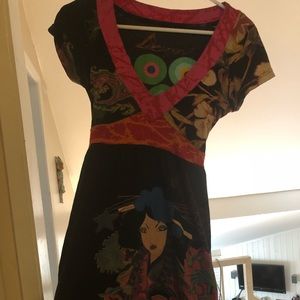 Asian themed print dress